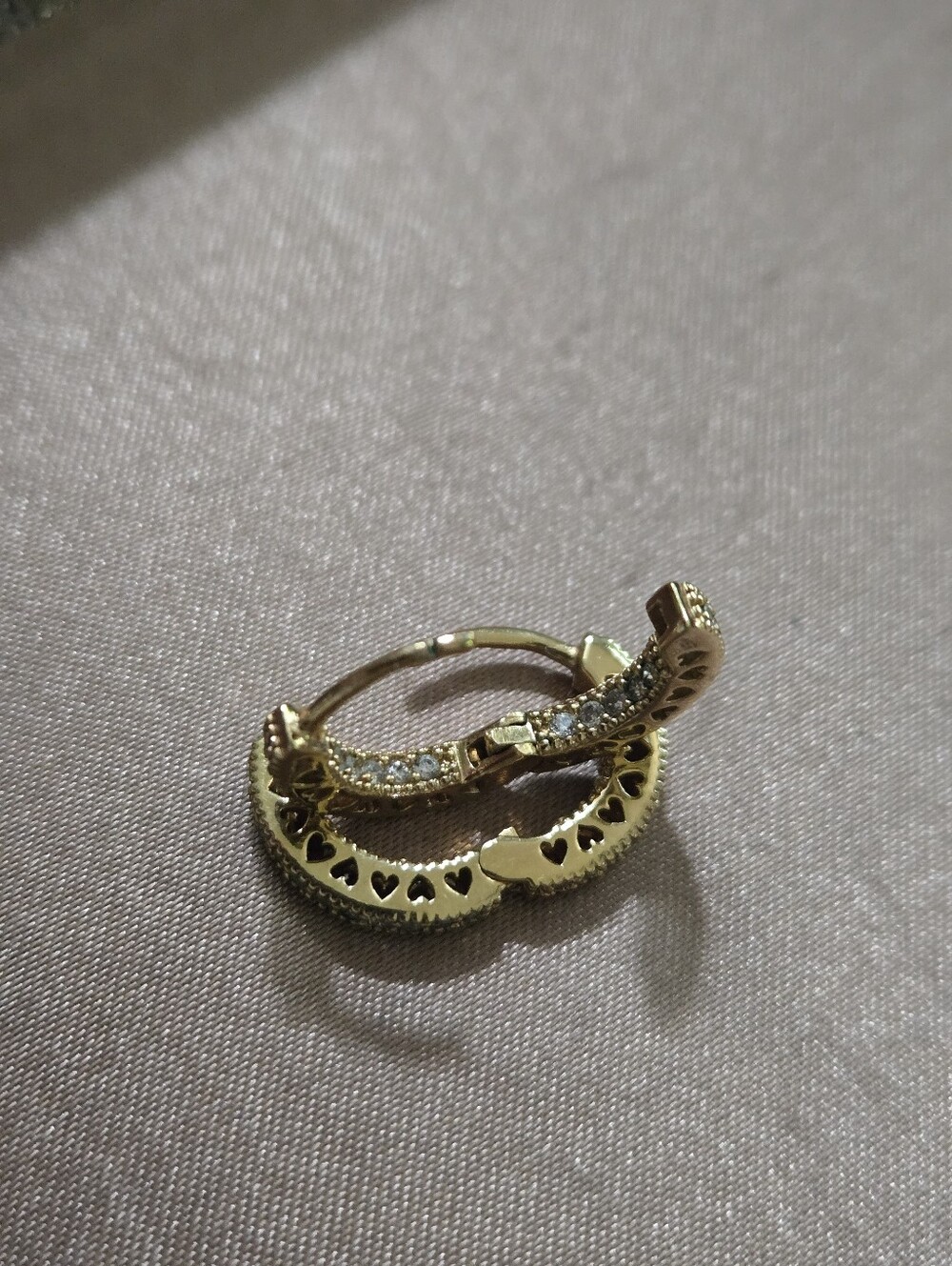 Pandora Pavé Heart Hoop Gold Plated Earrings - Picture 2 of 12